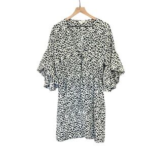 Umgee Cheetah Print V-Neck Bell Sleeve Midi Dress Women’s Size Large